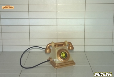 Телефон дисковый с золотыми деталями бежевый