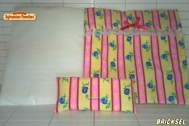 Sylvaninan Families Постельное белье (матрац, подушка, одеяло) желто-розовое с синими цветами, Sylvaninan Families
