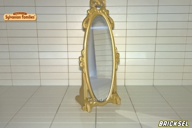 Зеркало овальное высокое в перламутрово-золотой оправе