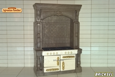 Кухонный гарнитур с белой печкой темно-коричневый